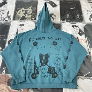 Blue E26 Oversized Hoodie with Graphic Print — seller product photo