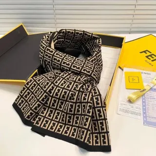 Fendi FF Logo Knit Scarf Black & Beige — seller product photo
