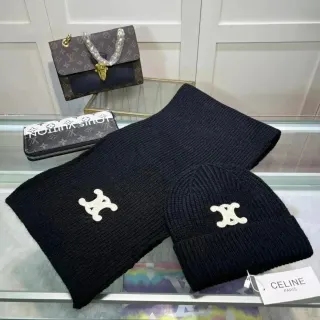Celine Black Logo Beanie & Scarf Set — seller product photo