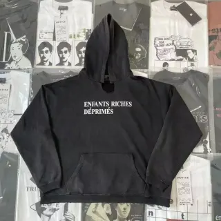 Unisex Washed Black E11 Hoodie with Enfants Riches Déprimés Print — seller product photo