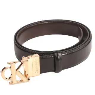 Calvin Klein CK Logo Belt Black Brown Leather — seller product photo