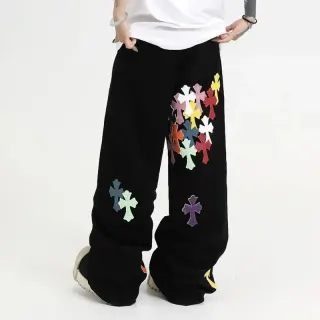 Black Cross Applique Wide Leg Pants — seller product photo