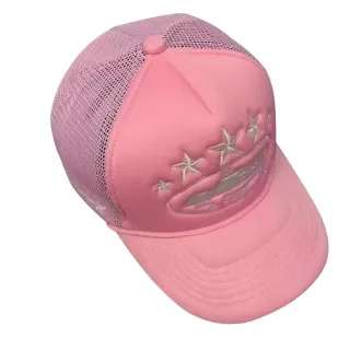 Pink Embroidered Star Trucker Hat Headwear — seller product photo
