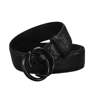 Gucci Black Leather Belt with Double G Buckle — seller product photo