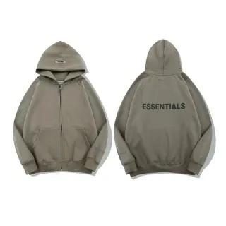 Fear of God Essentials Olive Grey Zip-Up Hoodie — seller product photo