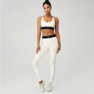 White & Black Athletic Set Leggings & Crop Top — seller product photo