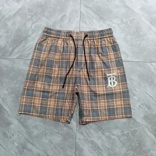 Plaid TB Logo Shorts Beige/Grey Casual — seller product photo
