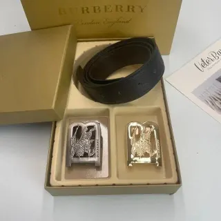 Burberry Black Leather Belt with Silver & Gold Buckles — seller product photo