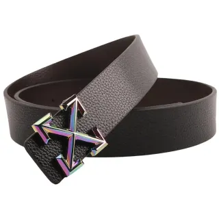 Off-White Cross Buckle Belt Black Leather Belt — seller product photo