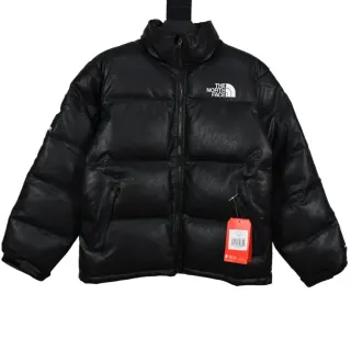The North Face Nuptse Black Leather Parka — seller product photo