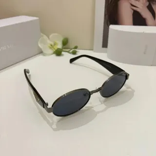 Prada Saddle Oval Sunglasses Black Frame Dark Lens Eyewear — seller product photo