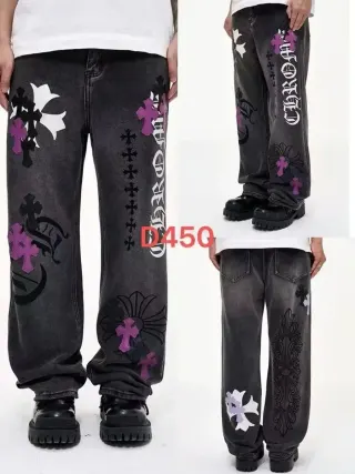 Chrome Hearts Cross Embroidered Jeans Black — seller product photo