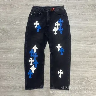 Chrome Hearts Cross Embroidered Jeans Black — seller product photo