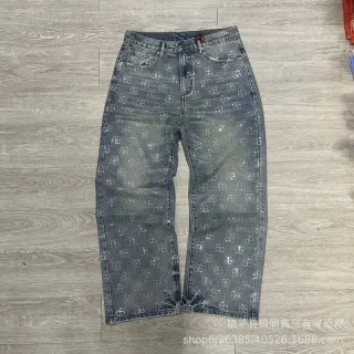 Jeans with Silver Monogram Print 1396 Blue — seller product photo