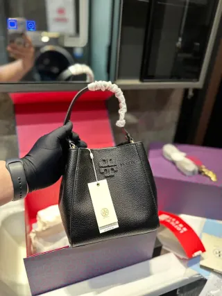 Tory Burch Black Pebble Grain Bucket Bag — seller product photo