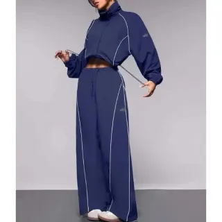 Navy Blue Co-ord Set with White Piping Tracksuit — seller product photo