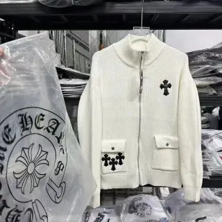 Chrome Hearts White Cross Embroidered Zip-Up Cardigan — seller product photo