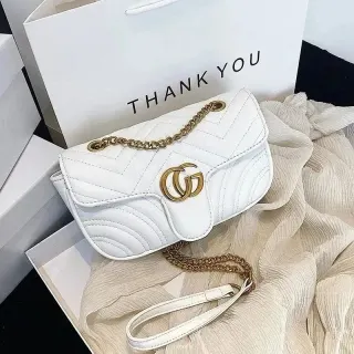 Gucci GG Marmont White Leather Shoulder Bag — seller product photo