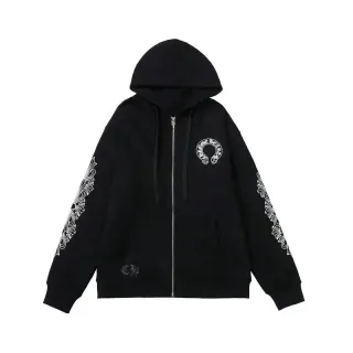 Chrome Hearts Black Floral Zip-Up Hoodie — seller product photo