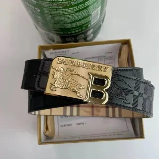 Burberry Black & Gold Belt with Iconic Horseman Buckle — seller product photo
