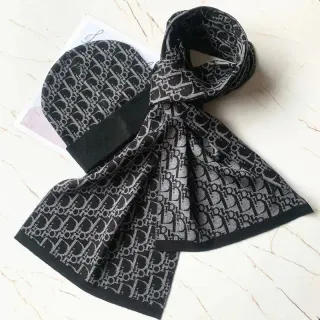 Dior Monogram Beanie & Scarf Set Black — seller product photo