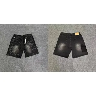 Black Firework Print Denim Shorts — seller product photo