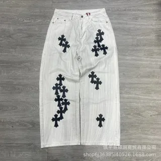 Chrome Hearts Cross Embroidered Jeans White Denim — seller product photo