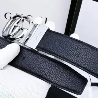 Gucci Black Leather Belt with GG Buckle — seller product photo