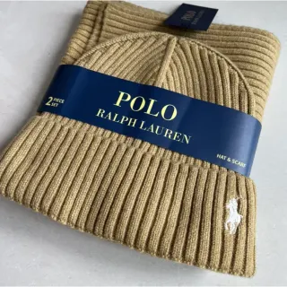 Polo Ralph Lauren Beige Hat & Scarf Set — seller product photo