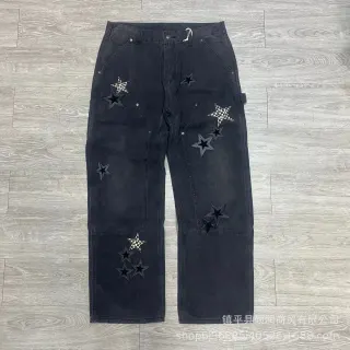 Black Star Embroidered Jeans JK9666-1 — seller product photo