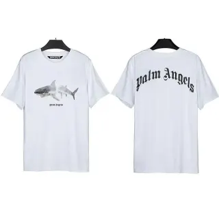 Palm Angels White Shark Print T-Shirt — seller product photo