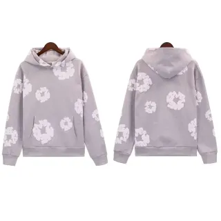 Grey Hoodie with White Floral Print — seller product photo