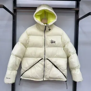 Stussy Off-White Puffer Jacket with Yellow Hood — seller product photo
