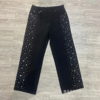 Black Rhinestone Embellished Jeans — seller product photo