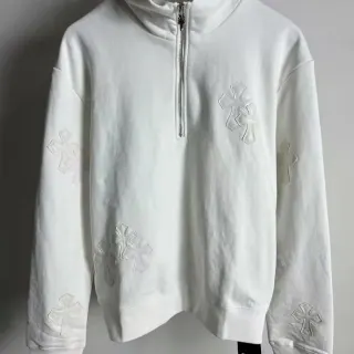 Chrome Hearts White Cross Embroidered Half-Zip Sweatshirt — seller product photo