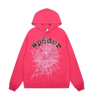 SP5DER Spider Pink Web Print Hoodie — seller product photo