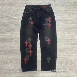 Chrome Hearts Cross Embroidered Jeans Black — seller product photo