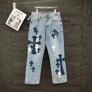 Celine Cross Appliqué Light Wash Jeans — seller product photo