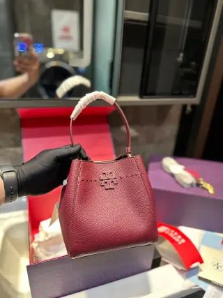 Tory Burch McGraw Bordeaux Leather Handbag — seller product photo