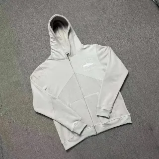 Unisex Grey Zip-Up Hoodie with Embroidered Logo — seller product photo