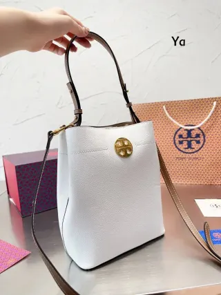 Tory Burch Tote White Leather Bucket Bag — seller product photo