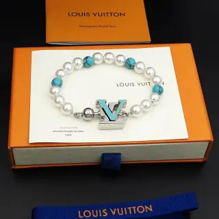 Louis Vuitton Pearl & Turquoise LV Logo Bracelet — seller product photo