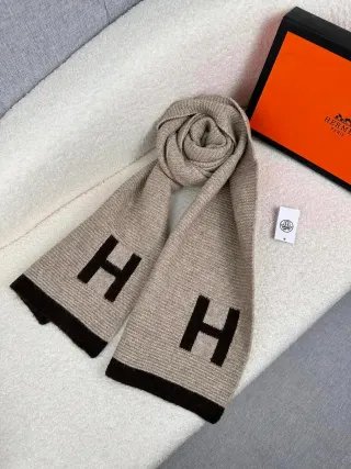 Hermès H Logo Beige & Black Scarf — seller product photo